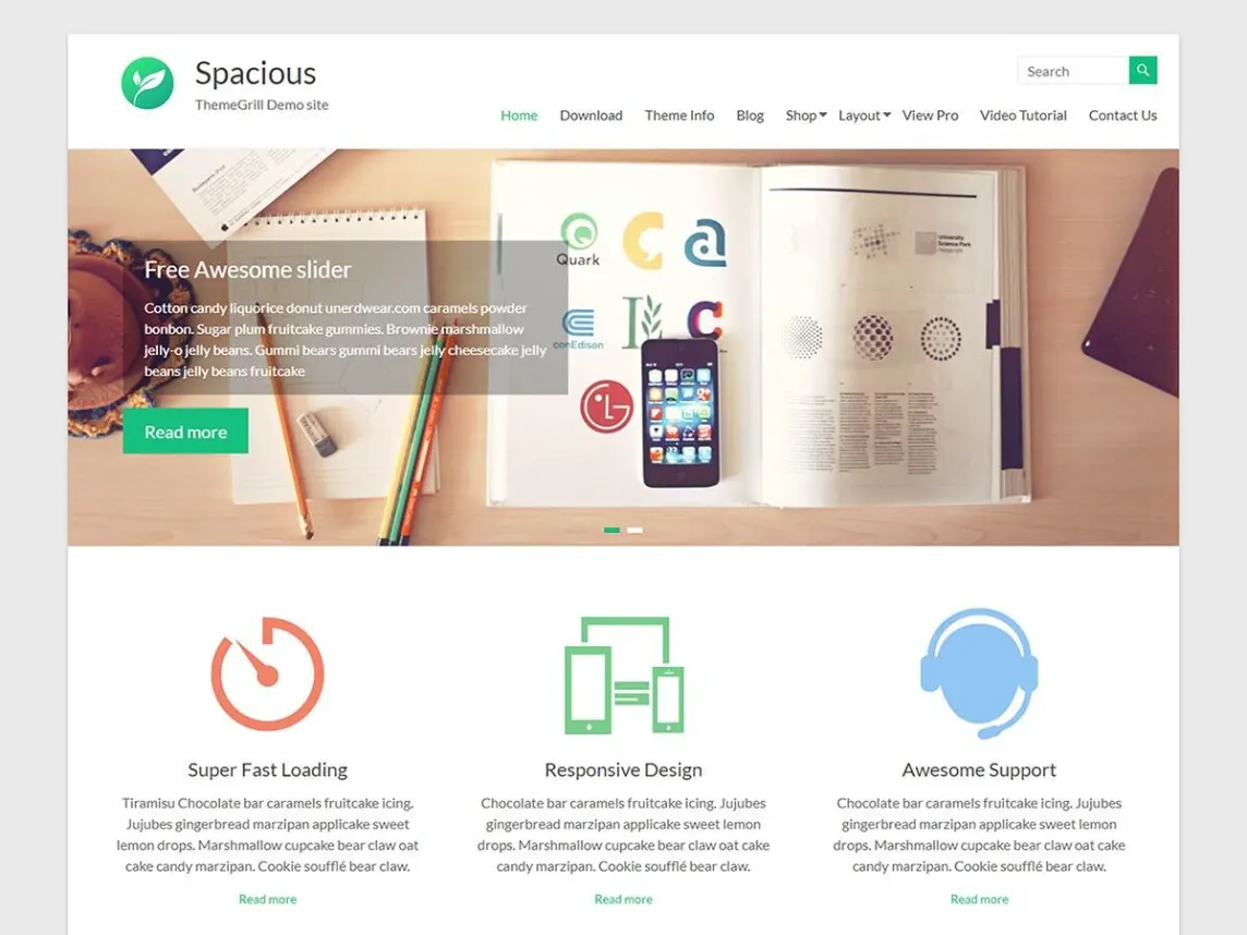 Spacious WordPress business theme