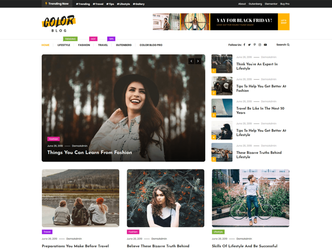 Color Blog colorful WordPress theme