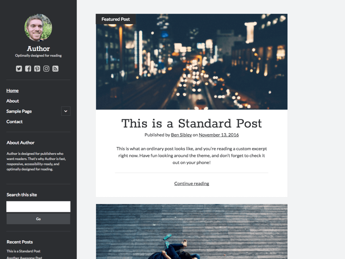 Author WordPress bookstore theme