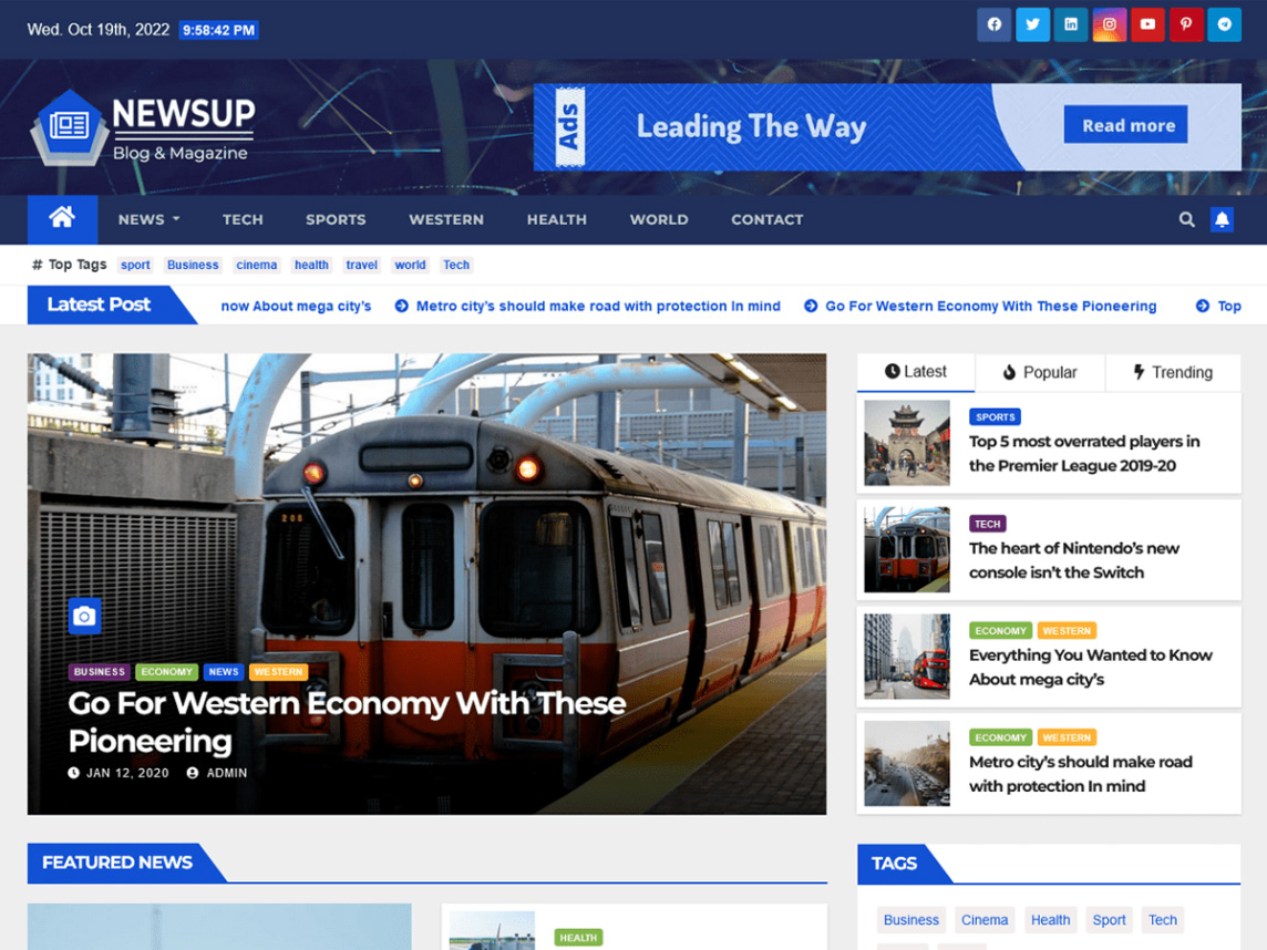 Newsup Adsense optimized WordPress theme