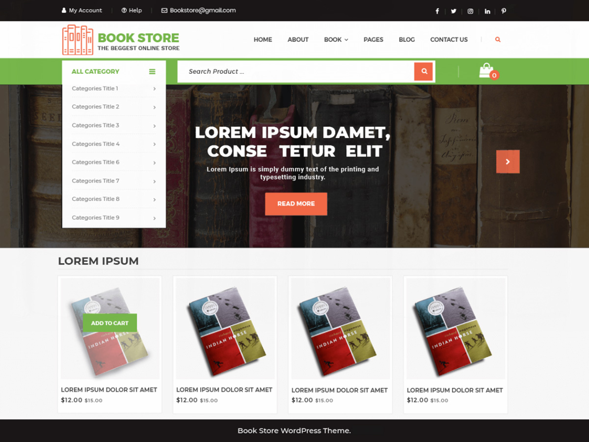 VW Book Store WordPress library theme 