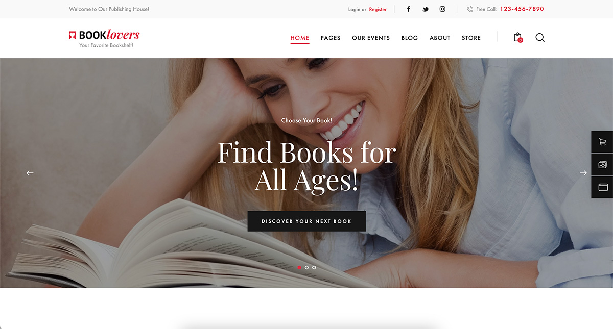 Booklovers WordPress bookstore theme