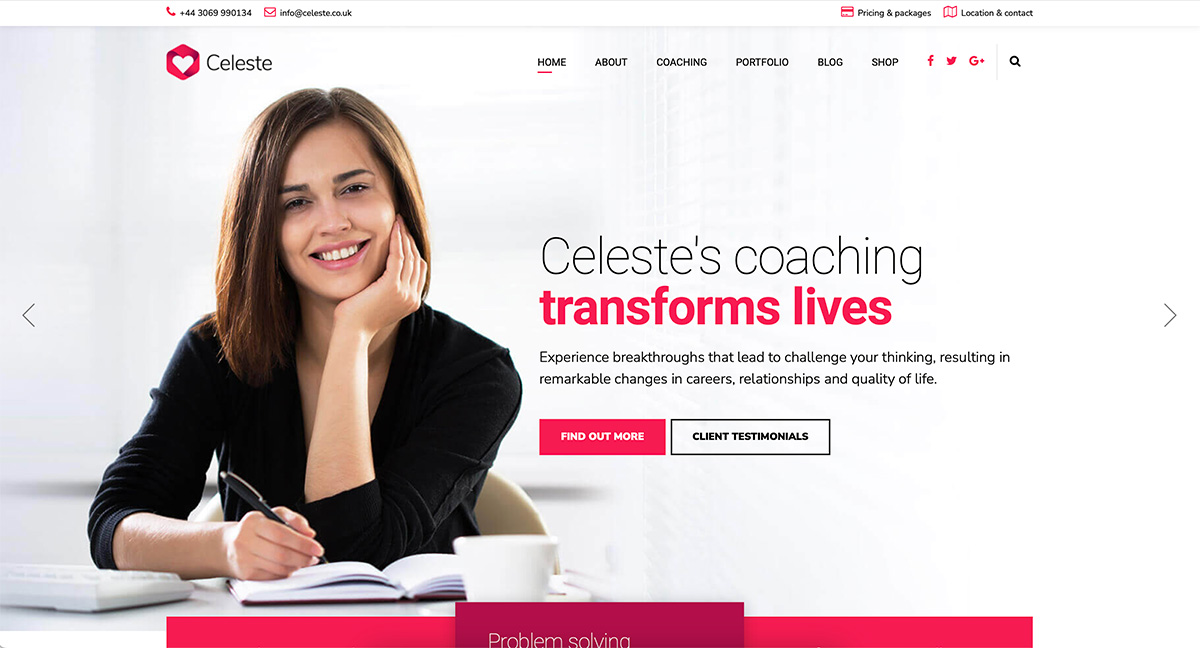 Celeste WordPress life coach theme