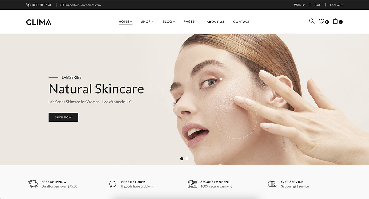 Clima skin care WordPress theme