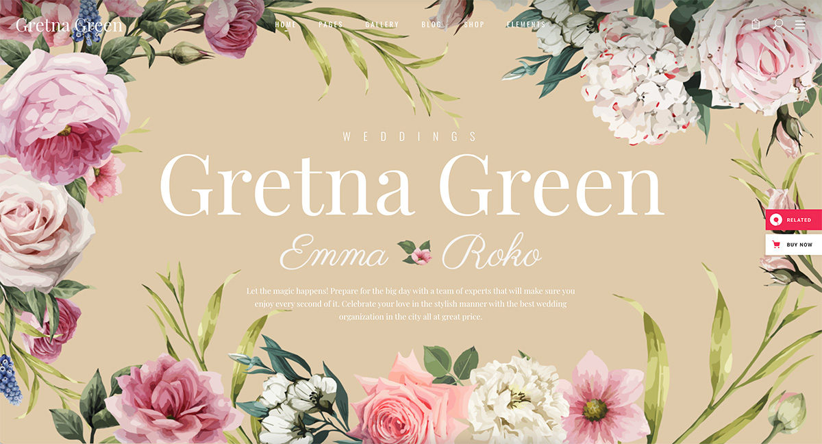 Gretna Green WordPress wedding theme