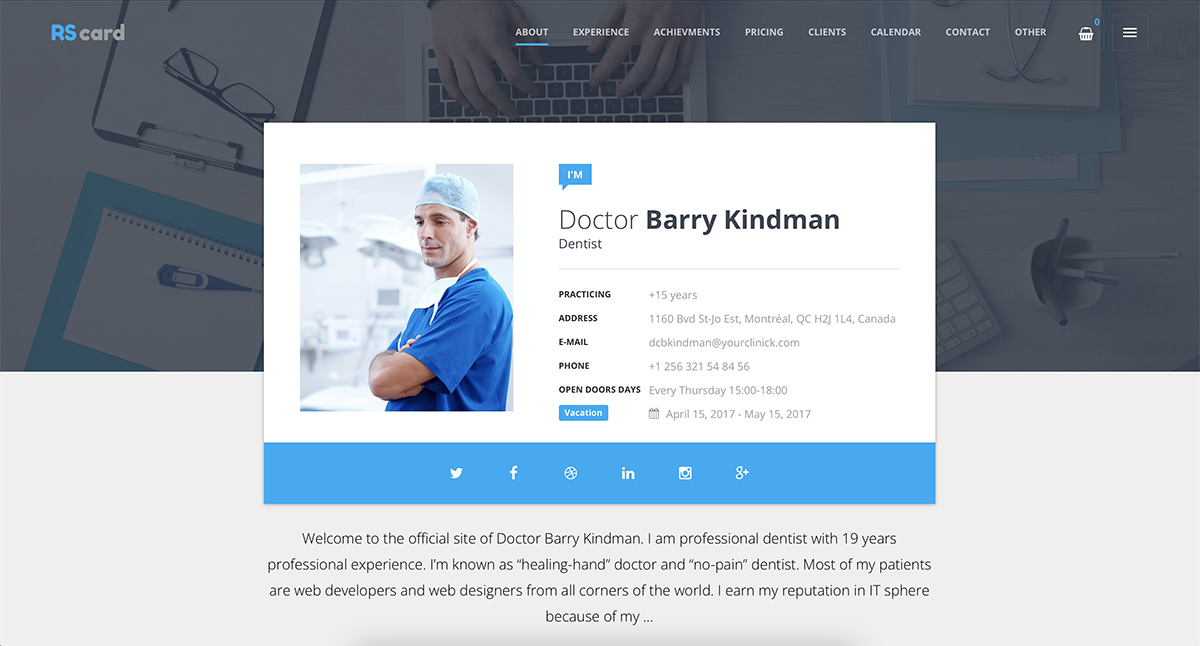 Resume & CV WordPress Theme material design WordPress theme