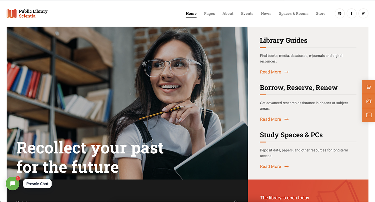 Scientia WordPress library theme