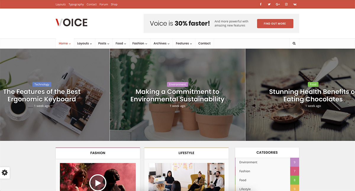 Voice material design WordPress theme