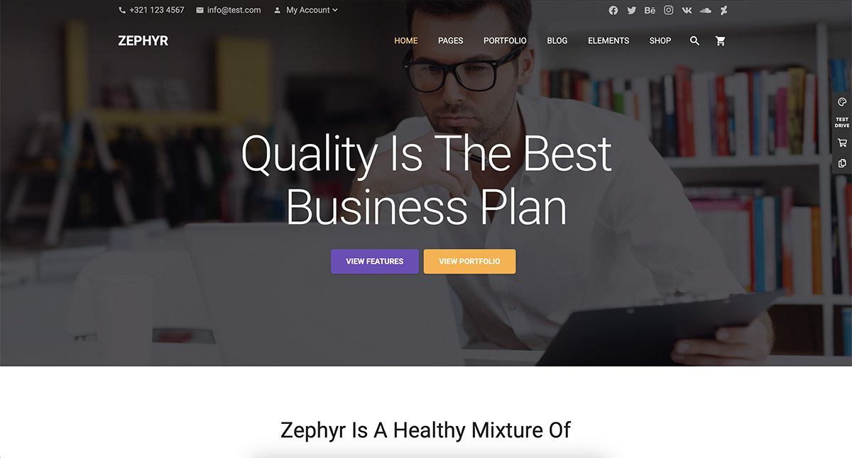 Zephyr material design WordPress theme