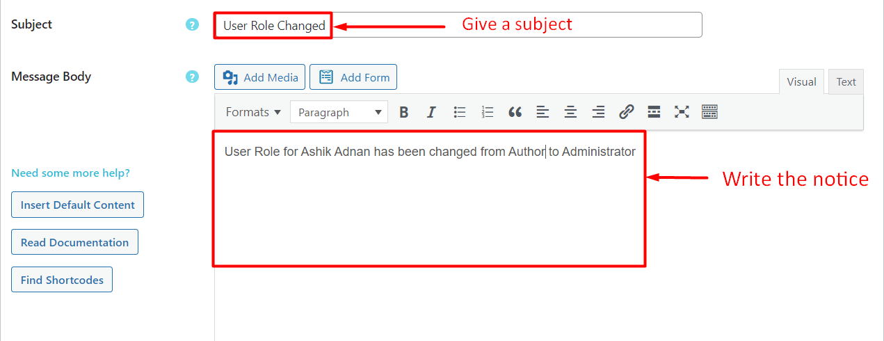 WordPress admin notice