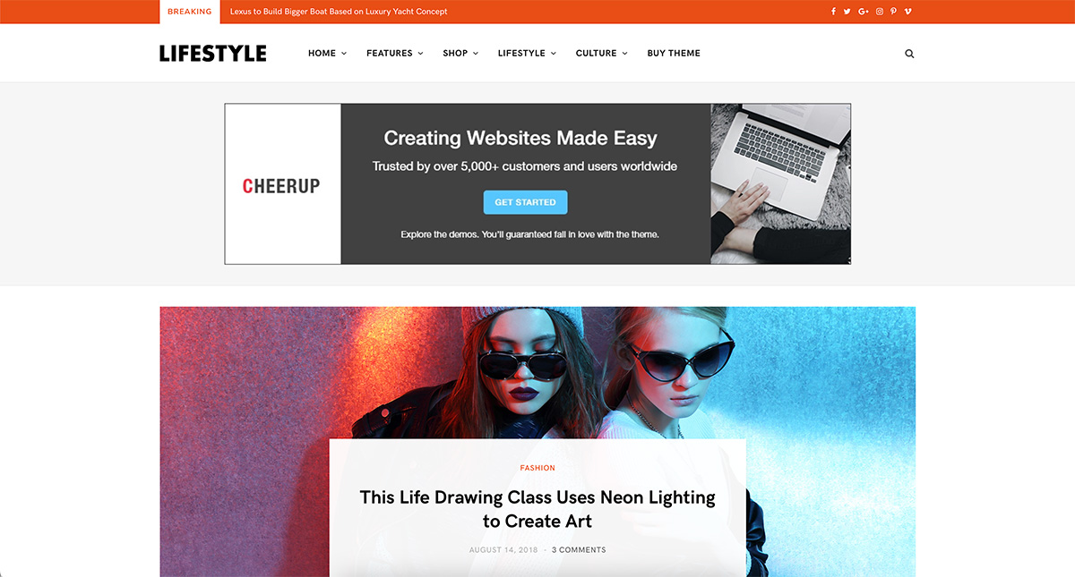 CheerUp lifestyle WordPress theme