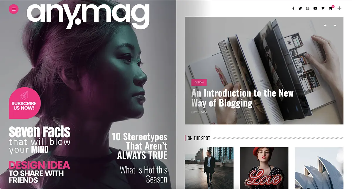 Anymag fashion blog WordPress theme