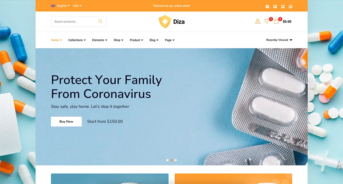 Diza pharmacy WordPress theme