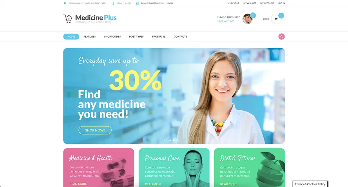 Medicine Plus pharmacy WordPress theme