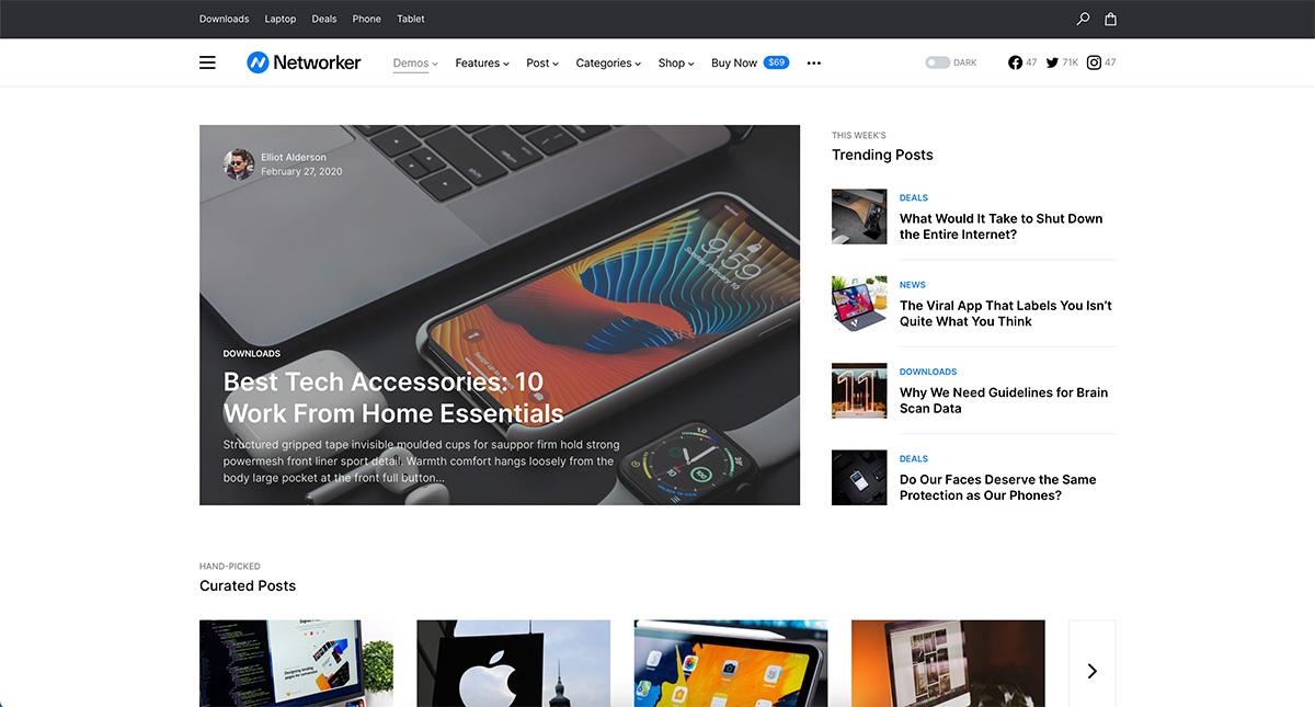 Networker tech blog WordPress theme