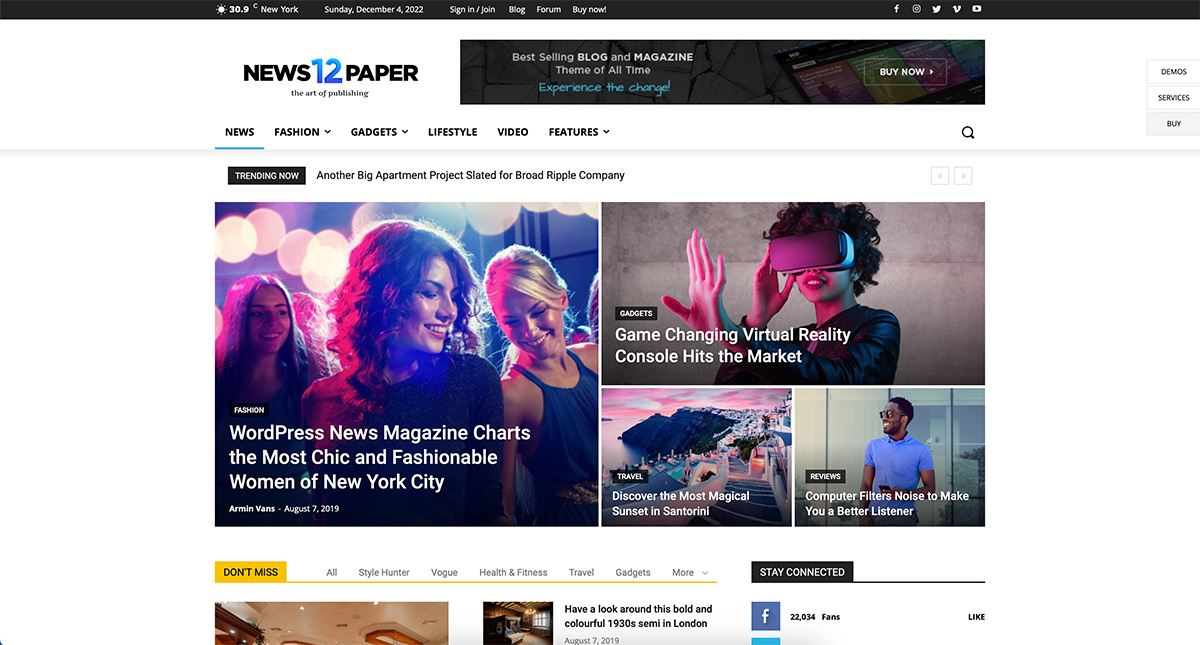 Newspaper lifestyle WordPress theme