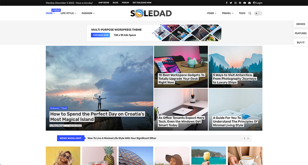 Soledad tech blog WordPress theme