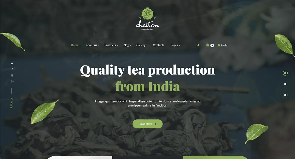 Chaitan tea shop WordPress theme