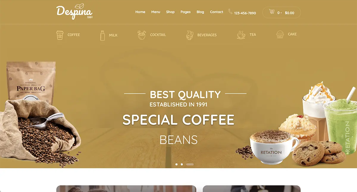 Despina tea shop WordPress theme 