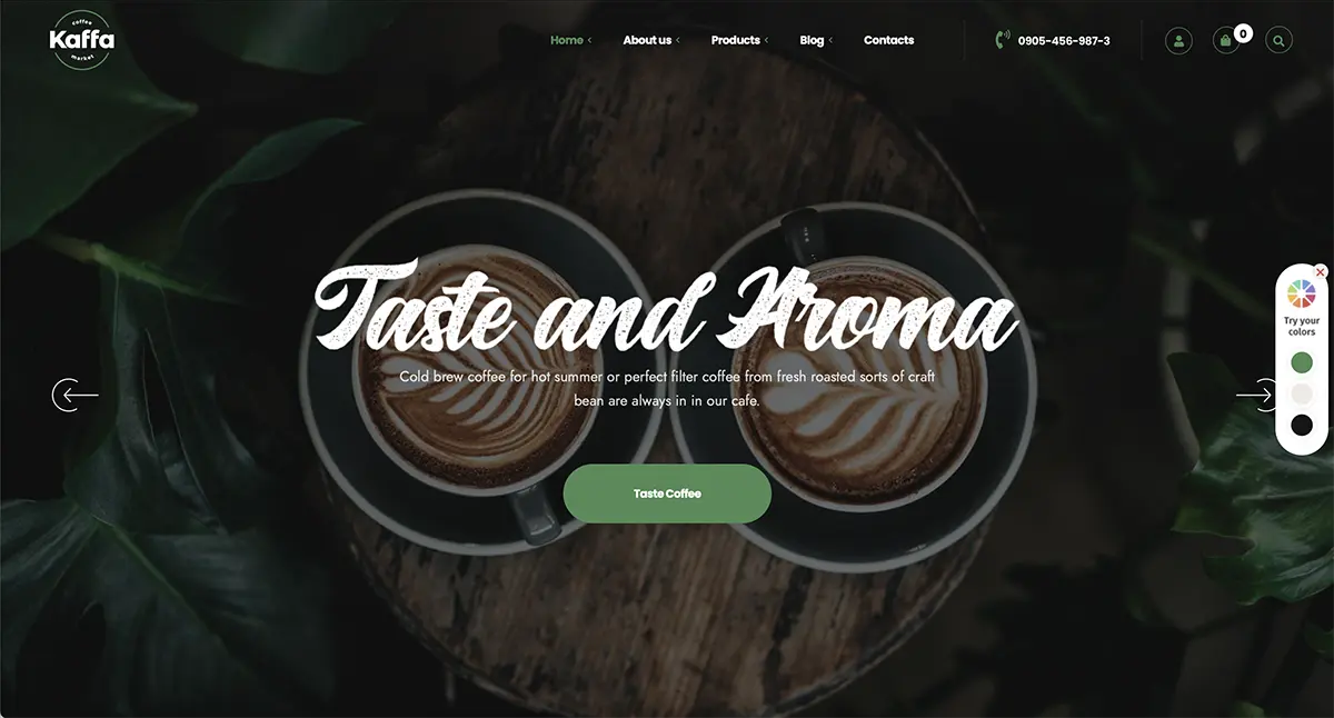 Kaffa tea shop WordPress theme