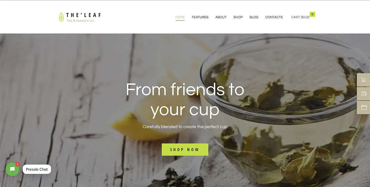 TheLeaf tea shop WordPress theme